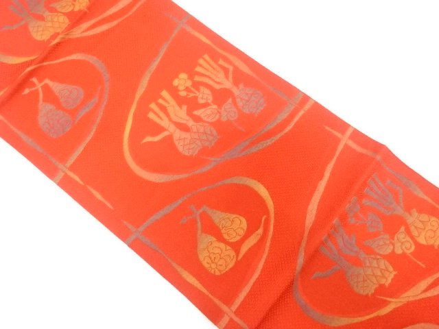JAPANESE KIMONO / VEGETABLE PATTERN WOVEN BRANCH / FLOWER NAGOYA OBI